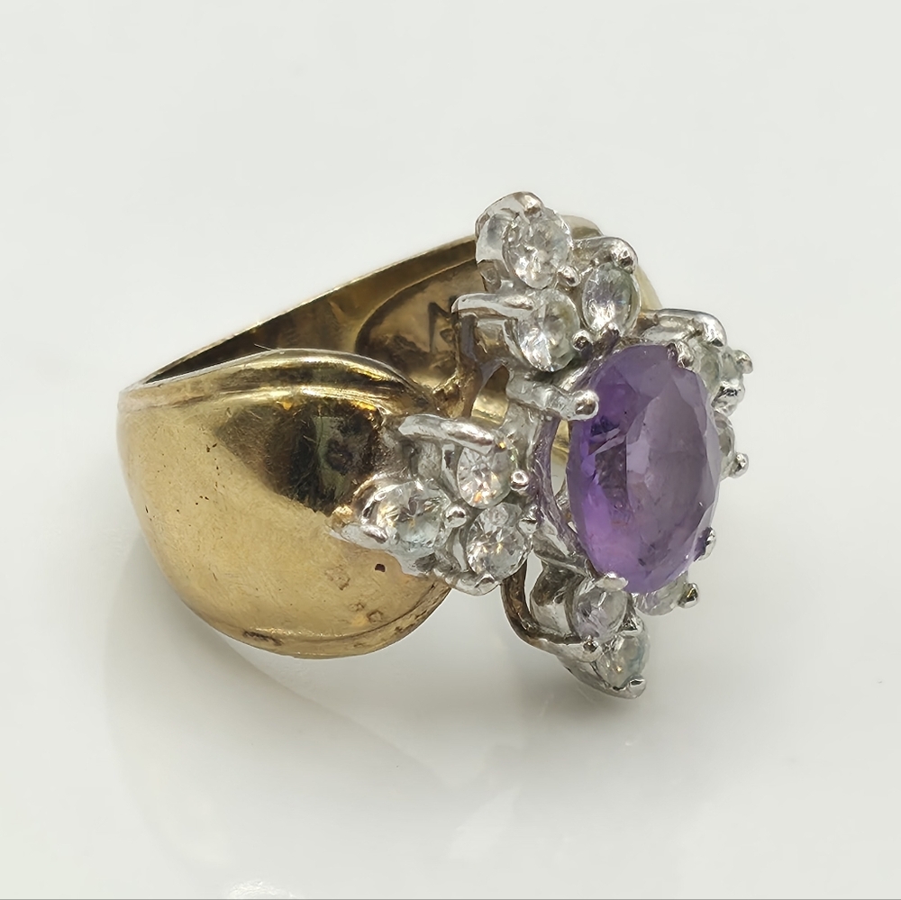 Designer Hallmarked Fabulous Art Deco Amethyst Ring - Picture 3 of 8